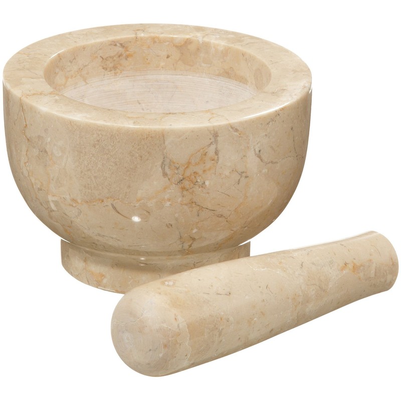 Cilio Champagne Marble Mortar and Pestle, 4-Inch, Cream