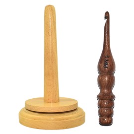 Naaz wood arts® Natural Beech Wood Yarn Holder, Wooden Yarn Holder 1 Pcs Knitting Hook Crocheting Handcrafted - Heavy Duty (Natural Yarn Holder, 4"x4"x7" inch)