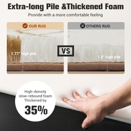 Super Soft Shaggy Area Rug, 8X10 Soft Plush Fluffy Rug for Bedroom Living Room, Modern Moroccan Geometric Carpet for Home Decor Aesthetic, Anti-Skid Carpet for Kids Room, Nursery, White and Beige Rug