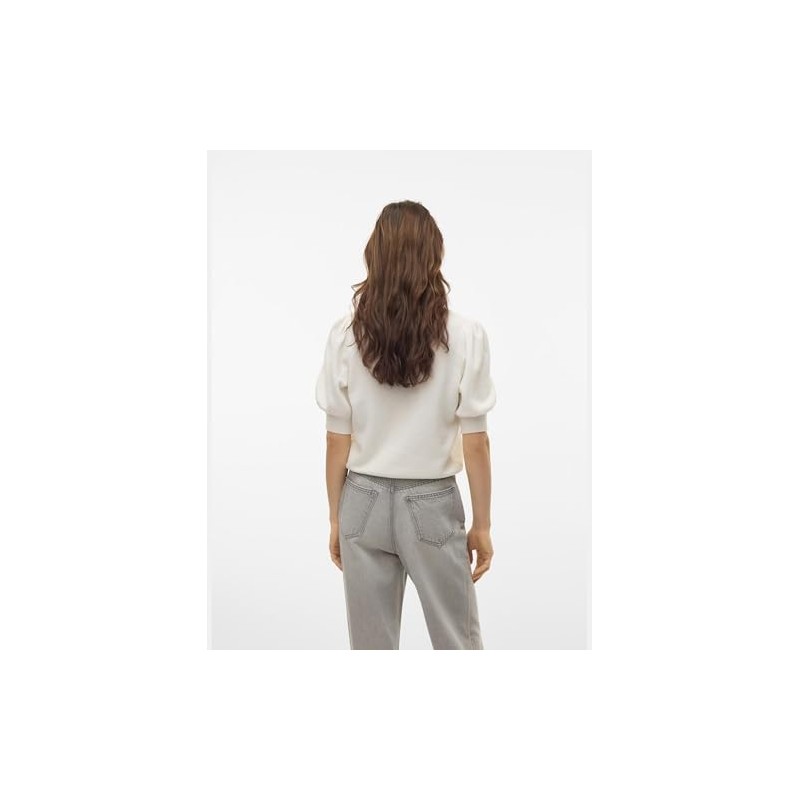 VERO MODA Women's Vmdoffy 2/4 O-Neck Pullover Ga Noos, Snow