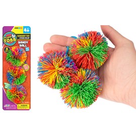 Mini Bandy Ball Set (1 Pack 3 Total) Rubber String Stress Balls Soft Spike Balls Sensory Fidget Toys Pack Rainbow Bouncy Pom Ball Stress Relief Sensory Toy Party Favors Stuffers Gifts 1072-1