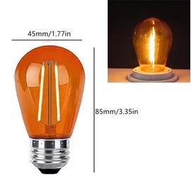 Sxminer 15 Pack 2W S14 LED Bulbs Orange LED String Light Bulbs Plastic Shatterproof LED Replacement Bulbs E26 Base Edison Bulb LED Decorative Bulbs for Outdoor String Light Home Patio Christmas Decor