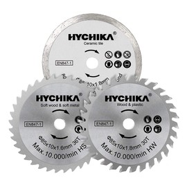 HYCHIKA Mini Circular Saw Blades 3 PCS Diameter: 85mm, Arbor: 10mm, HC/HS/Diamond 4500 RPM