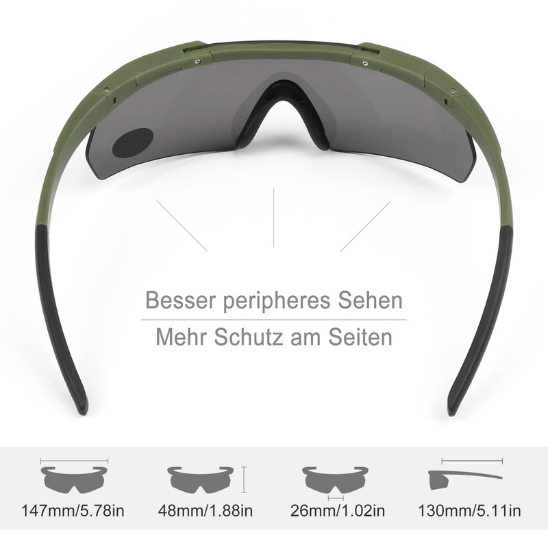 Feyachi Shooting Glasses with 3 Interchangeable Lenses, Safety Goggles Impact-Resistant