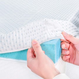 subrtex 2 Inch Mattress Topper Protector Bamboo Bedding Topper Cover Removable and Breathable Encasement for Latex Cool Mattress Protectors with Zipper Washable with Adjustable Straps (Queen,White)