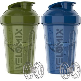 VELOMIX VELOMIX -2 Pack- 20 oz Protein Shaker Bottles for Protein Mixes - 2x Wire Whisk | Leak Proof Shaker Cups for Protein Shakes and Pre Workout | Protein Shaker Bottle Pack | Protein Mixer Cup