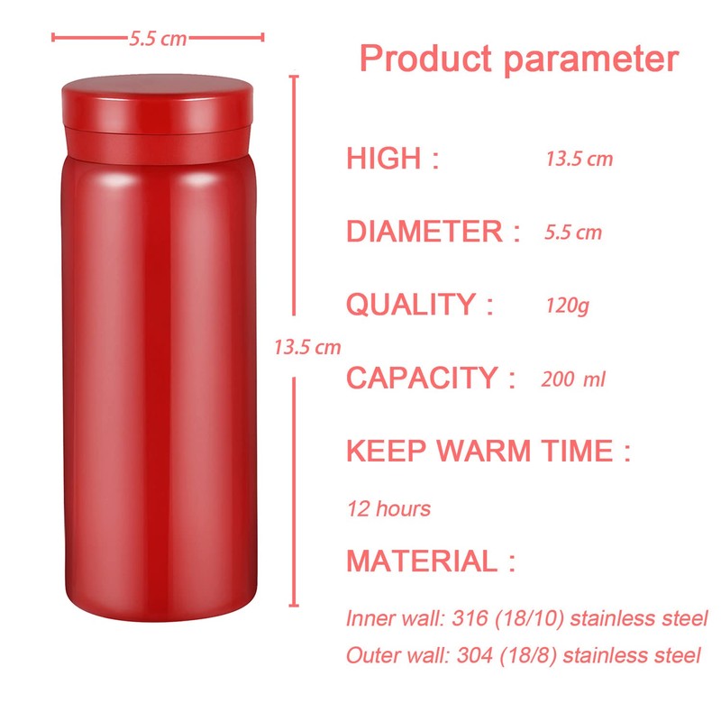 Small Flask, Cute Water Bottle, Vacuum Insulated Flask for Hot