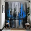 Black and Blue Shower Curtain Abstract Art Modern Shower Curtains