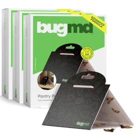 BugMD Pantry Moth Traps (18-Pack) – Pheromone-Based Sticky Glue Traps, Non-Toxic, Kills Indian Meal Moths – Kitchen & Food-Storage Safe - Black