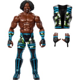 Mattel WWE Elite Action Figure & Accessories, 6-inch Collectible Xavier Woods with 25 Articulation Points, Life-Like Look & Swappable Hands