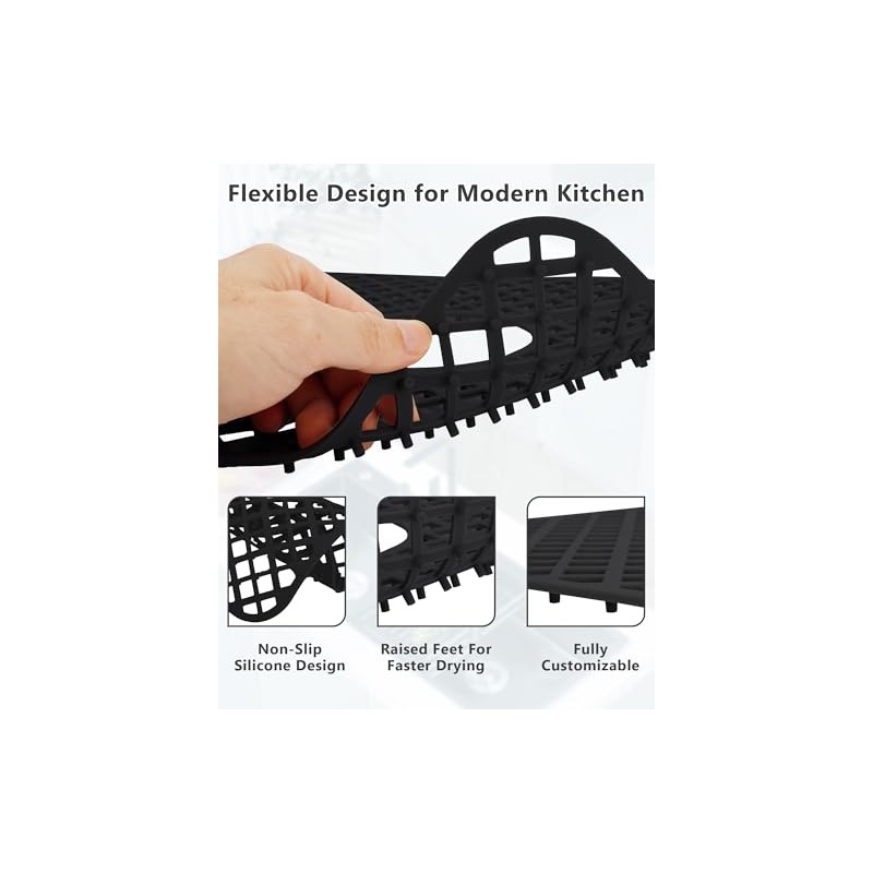 2 Pack Silicone Sink Protector for Kitchen Sink, Trellis Pattern