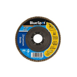 Blue Spot 19695 80 Grit Zirconium Oxide Flap Disc, 0 V, Black, 115 mm, 4.5"-inch
