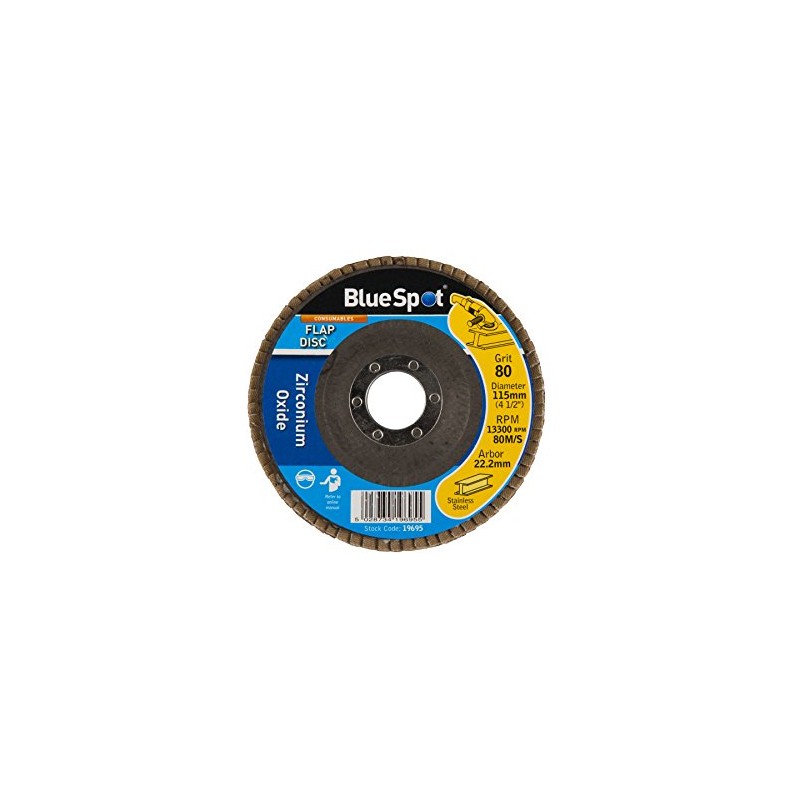 Blue Spot 19695 80 Grit Zirconium Oxide Flap Disc, 0