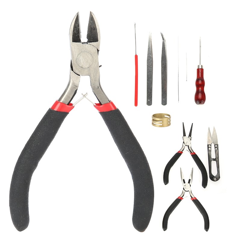 11 Pcs DIY Jewelry Tool Set Pliers Tweezers Ring Crochet