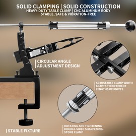 CWOVRS Knife Sharpening System Precision Adjust, CNC Aluminium Guided Knife Sharpening Kit, Dual Knife-Clip Knife Sharpener with 360° Flip, 2-Sided Stone Clamp, 6 Stones Kit for Chef Kitchen Knives