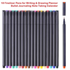 iBayam Journal Planner Pens Colored Pens, Office Supplies, Fine Point Fineliner Drawing Art Markers for Bullet Journaling Scrapbooking Notebook Writing Note Taking Calendar Stationary, 18-Color