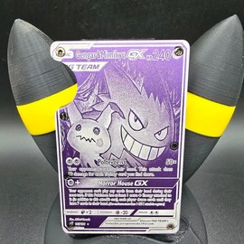 Gengar Mimikyu Tag Team Card Wallet Laser Engraved Card Holder - Color: gold