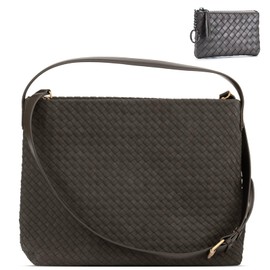 Aoyom Suede Hobo Bag for Women Woven Bag Shoulder Bag Casual Tote Bag, Dark Brown