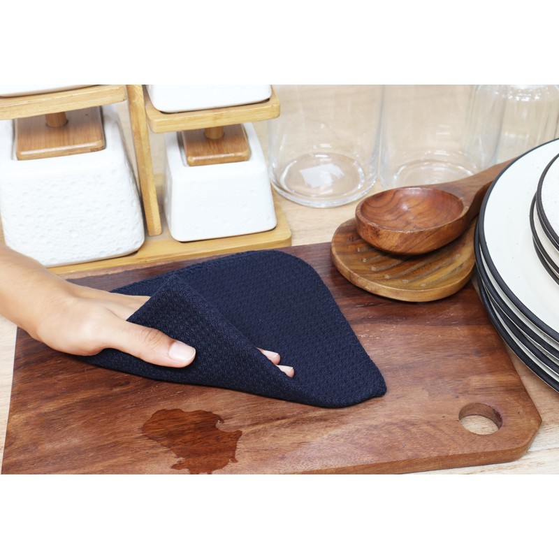 PurpleEssences Waffle Weave Kitchen Solid Dish Cloths 100% Cotton, Ultra