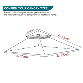 Grill Gazebo Replacement Canopy Top - Wonwon 5x8 Gazebo Roof Double Tiered Outdoor BBQ Roof Cover Grill Shelter Only Fit for Model L-GG001PST-F (Brown)