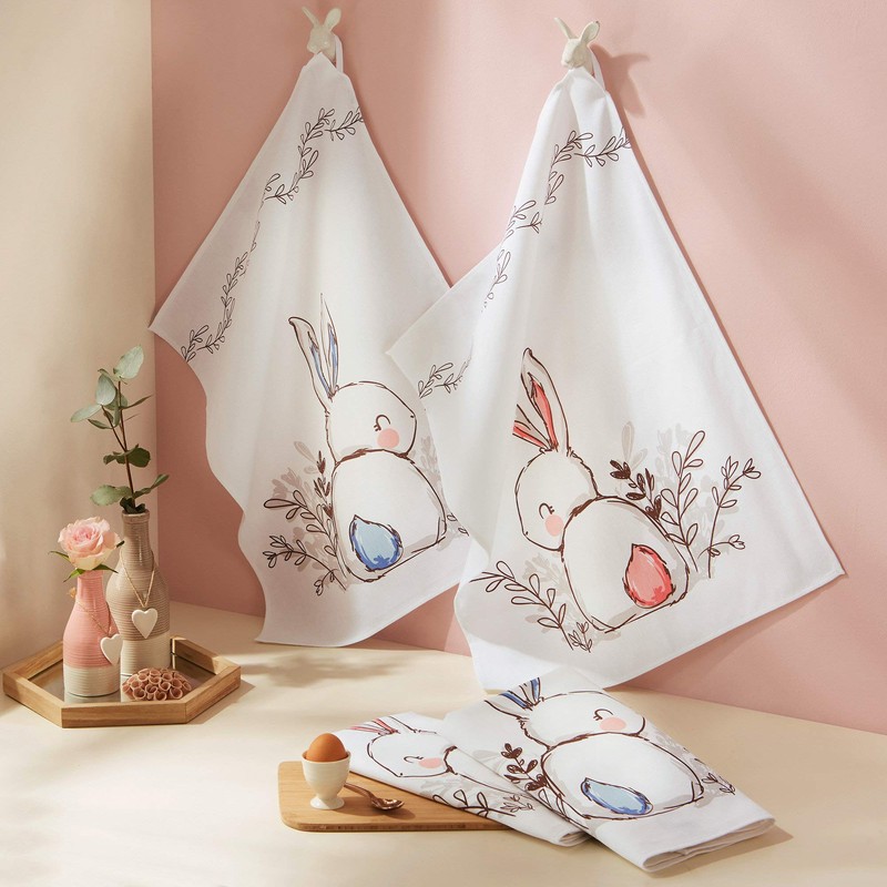 Erwin Müller Tea Towel Rabbits Pack of 4 Cotton Rabbits
