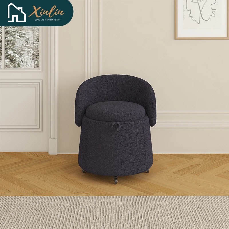 Versatile 23\" Pink Teddy Fleece Storage Stool Free Shipping Multi-Functional