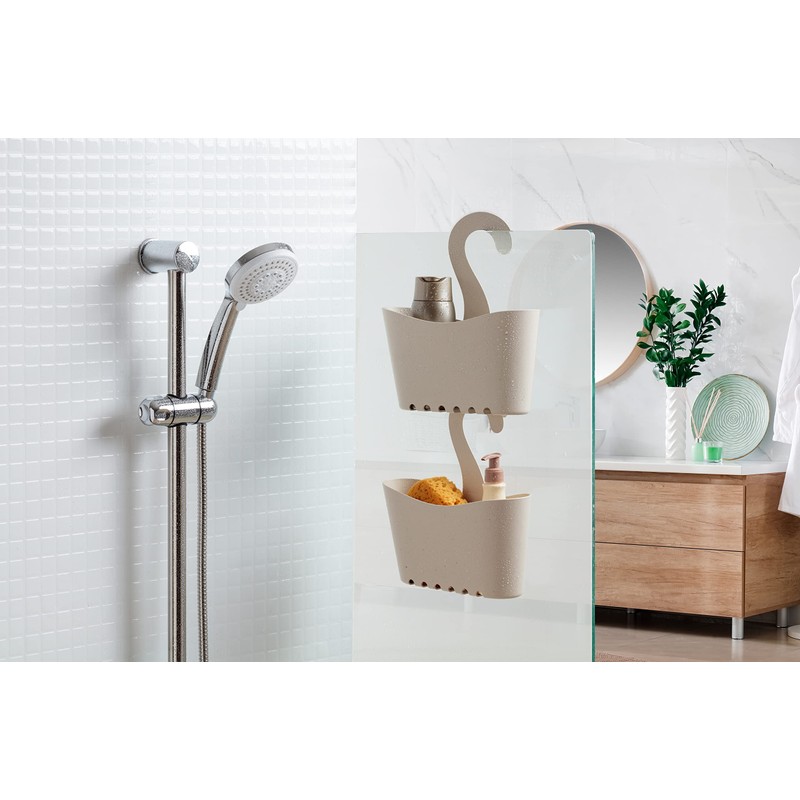 TATAY Shower basket with hooks, polypropylene, 100% recycled materials, multifunctional