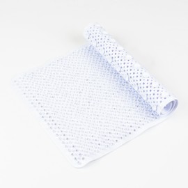Trio Home Non-Slip Bathtub mat, 26" x 15" Grass Texture Shower Mat with Suction Cups and Water Drain Holes, BPA, Latex, Phthalate Free (White)