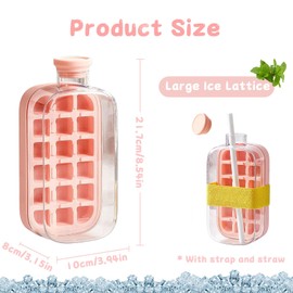 Ice Cube Bottle, Ice Cube Bottle 2 in 1, Ice Cube Bottle with Straw, Reusable Ice Cubes for Bottles, Ice Cube Tray Bottles for Freezer, Coffee, Juice and Drinks, 800 ml