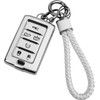 JOYEAR for Jeep Keychain with Key Fob Cover Compatible with 2024 2023 2022 2021 Grand Cherokee L Grand Wagoneer 6-Buttons(Silver-White)