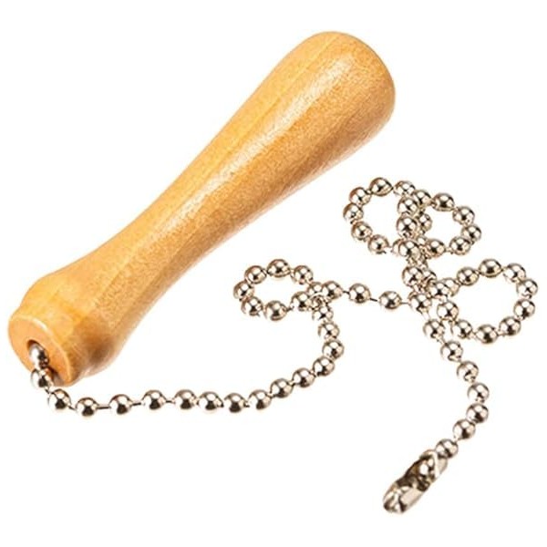 Light Wood Beaded Pull Chain Extension with Connector Wooden Pillars
