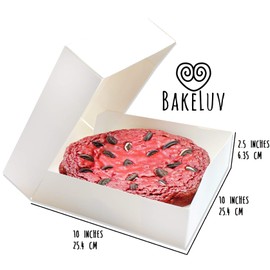 BAKELUV Pie Boxes 10x10x2.5 Inch | White / 25 pcs/Auto-Popup | Bakery/Pastry/Treats/Cookies/Cheesecake/Cake/Muffins/Donuts