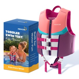 AEOCOO Toddler Swim Vest for 30-50 Pounds, Kids Pool Floaties Vest 3-5 Year Old, Puddle Swim Jumper Buoyancy Jacket, Boys, Girls, Niños, Sweet Bubble