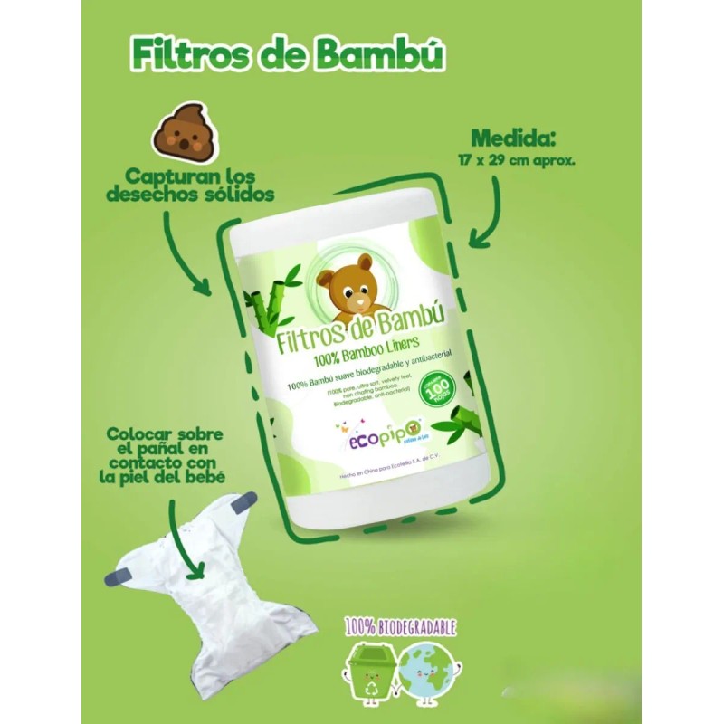 Pañales Ecológicos De Tela Ecopipo + Filtro De Bambú 6