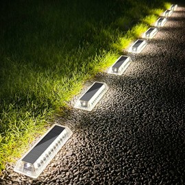 Lacasa Solar Deck Lights, Solar Light Outdoor Waterproof IP68, 8 Pack Solar Powered Pathway Yard Driveway Step Landscape Lights, LED Lighting 50LM for Garden Path Walkway Stair Patio, Cool White 6000K