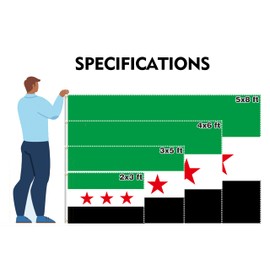 Free Republic of Syria Syrian Flag 4x6FT Green Stripe and Three Stars Army Of Syria Banner Syrian National Coalition Council Flag Revolution Protest Flag With 2 Grommets (3 Stars, 4x6ft)