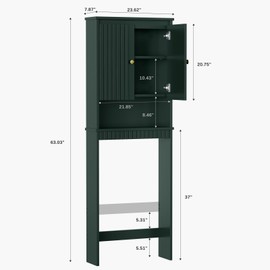 Baztin Over The Toilet Storage Cabinet, Over The Toilet Storage with Fluted Door Over The Toilet Cabinet with Adjustable Shelf Above The Toilet Storage Cabinet for Bathroom Organizer, Forest Green