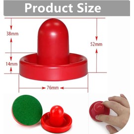 2 Pack Air Hockey Pushers and 4 Red Pucks, Plastic Air Hockey Accessories Lightweight Air Hockey Pucks,Pucks & Slider Pusher Goalies for Game Tables