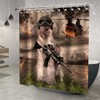 Funny Squirrel Warrior Theme Bathroom Bathtubs Fabric Shower Curtains Helicopter