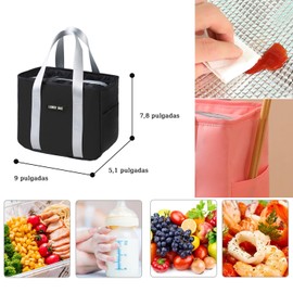 Lonchera Portátil Reutilizable Lonchera Termica para Adulto Bolsa de Almuerzo Gran Capacidad Comida Bolsa de Almuerzo Aislada Impermeable y Ligera Hielera Aislante Tela Oxford Lunch Bag