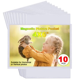 CHUNNIAO 10PCS White Magnetic Picture Frames,Magnetic Pocket Picture Frames,Photo Magnets Sleeves,Magnetic Photo Frame For 4 x 6'' Photos,Suitable Home,Office,School & Refrigerator&Cabinet Locker
