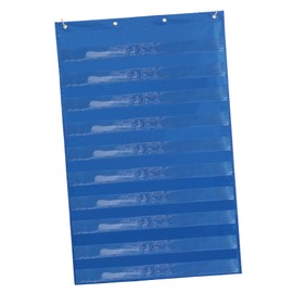 DIYEAH Transparent Card Hanging Bag Blue Classroom Pocket Chart for Teaching Supplies and Cell Phone Storage Magnetic Wall Organizer