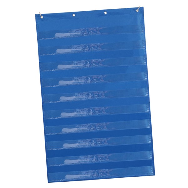 DIYEAH Transparent Card Hanging Bag Blue Classroom Pocket Chart for