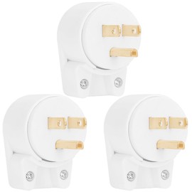 (3PACK) ETL Listed 90 Degree USA Canada Male Plug Nema 5-15P 3 Pole Angle DIY Plug, 15A 125V USA 3Pin Right Angle AC Plug, Nema 5-15P Angled Rewireable AC Plug White