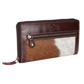 Alpenleder GSPUSI Genuine Leather Purse - High Quality Cowhide Vintage Leather Wallet with RFID Protection and Many Compartments for Women (19 x 11 x 2 cm), Cowhide, Modern