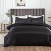 Morbuy Silk Satin Single Duvet Cover with 2 Pillowcases, Black