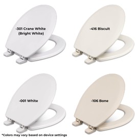 Centoco Wooden Toilet Seat Round, Closed Front with Cover, Residential, Made in the USA, 700-301, Crane White (Cotton/Bright)