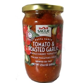 All Natural Whole Cherry Tomato and Roasted Garlic Pasta Sauce NON GMO. Imported From Italy