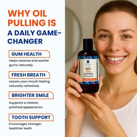 Natruveda Coconut Oil Pulling Mouthwash – 8 oz, Virgin Clove & Mint Blend, Ayurvedic Oral Rinse for Teeth Whitening, Natural Mouthwash for Gums, Gentle Pulling Oil for Daily Use