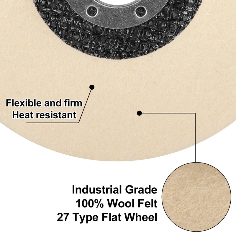 NuoDunco Wool Flat Wheel 115mm 10 Pack Premium Wool Felt